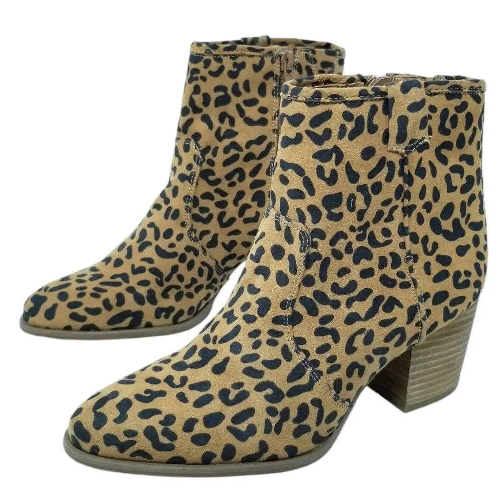Carlos Santana Leopard Rowan Ankle Boots Size 8